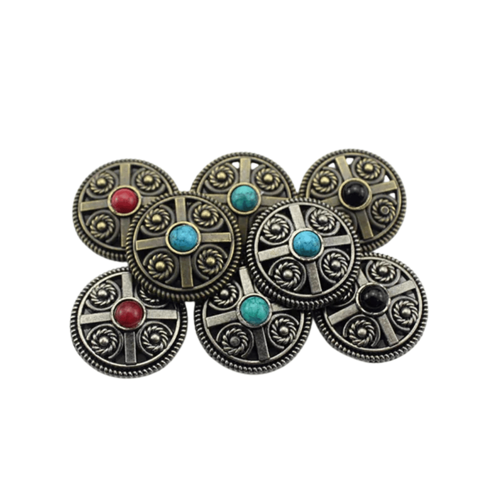 Vintage rund concho med sten