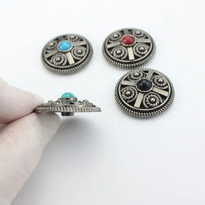 Vintage rund concho med sten