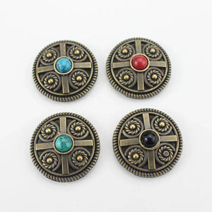 Vintage rund concho med sten