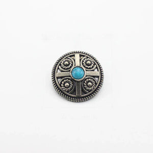 Vintage rund concho med sten Silver blå