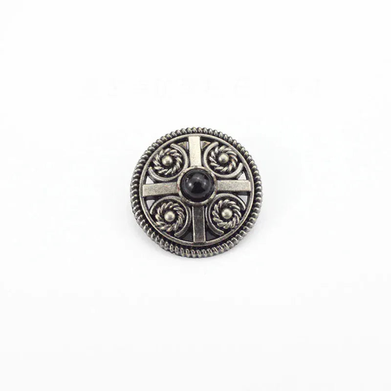 Vintage rund concho med sten Silver svart