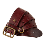 Vintageinspirerat westernbälte i äkta läder med robust dubbelspänne