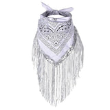 Vit Cowboy Bandana med Glitterfransar