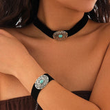 Western choker och armband set med turkos