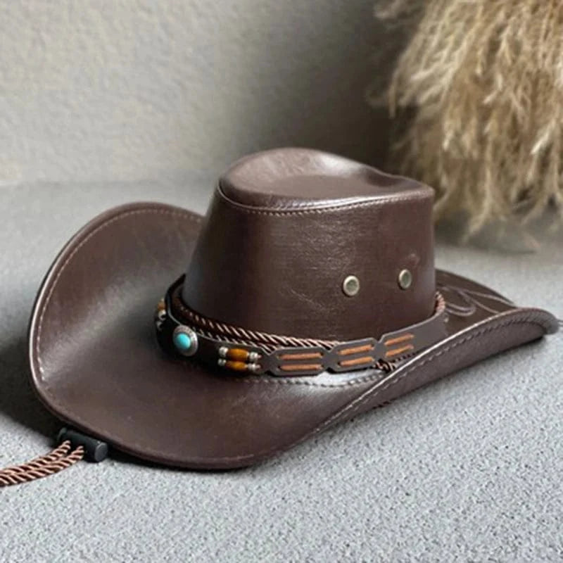Western Cowboyhatt i Konstläder Mörkbrun01 / 56-58cm