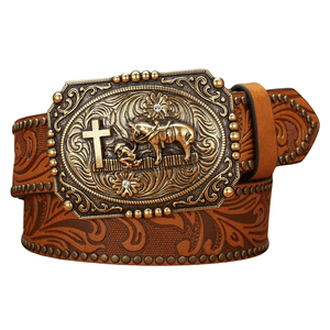 Westernbälte med Cowboy Prayer spänne Brun / 120cm
