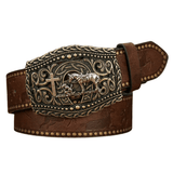 Westernbälte med häst och cowboy Brun / 120cm