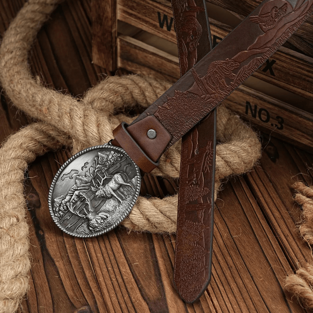 Westernbälte med silverhjortspänne