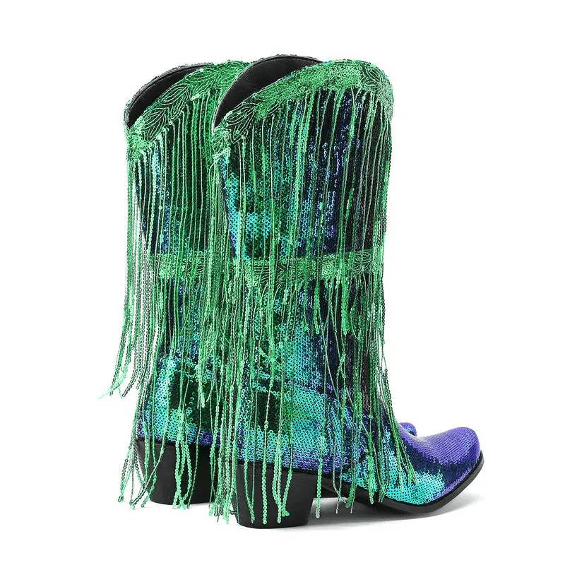 Westernboots med Glittrande Fransdesign