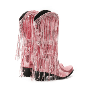 Westernboots med Glittrande Fransdesign