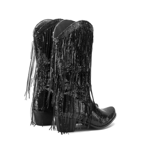 Westernboots med Glittrande Fransdesign