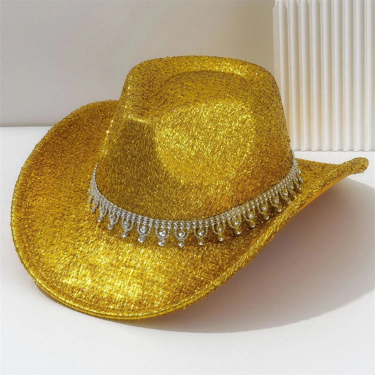 Westernhatt dam med strass 56-58cm / Guld