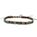 Westernhattband med flätad och turkosstenar