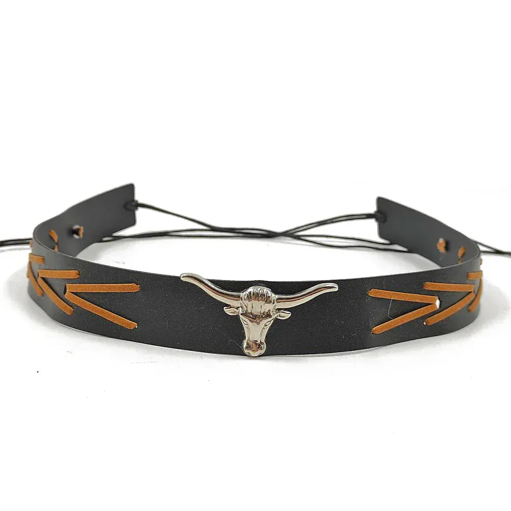 Westernhattband silverfärgat longhorn