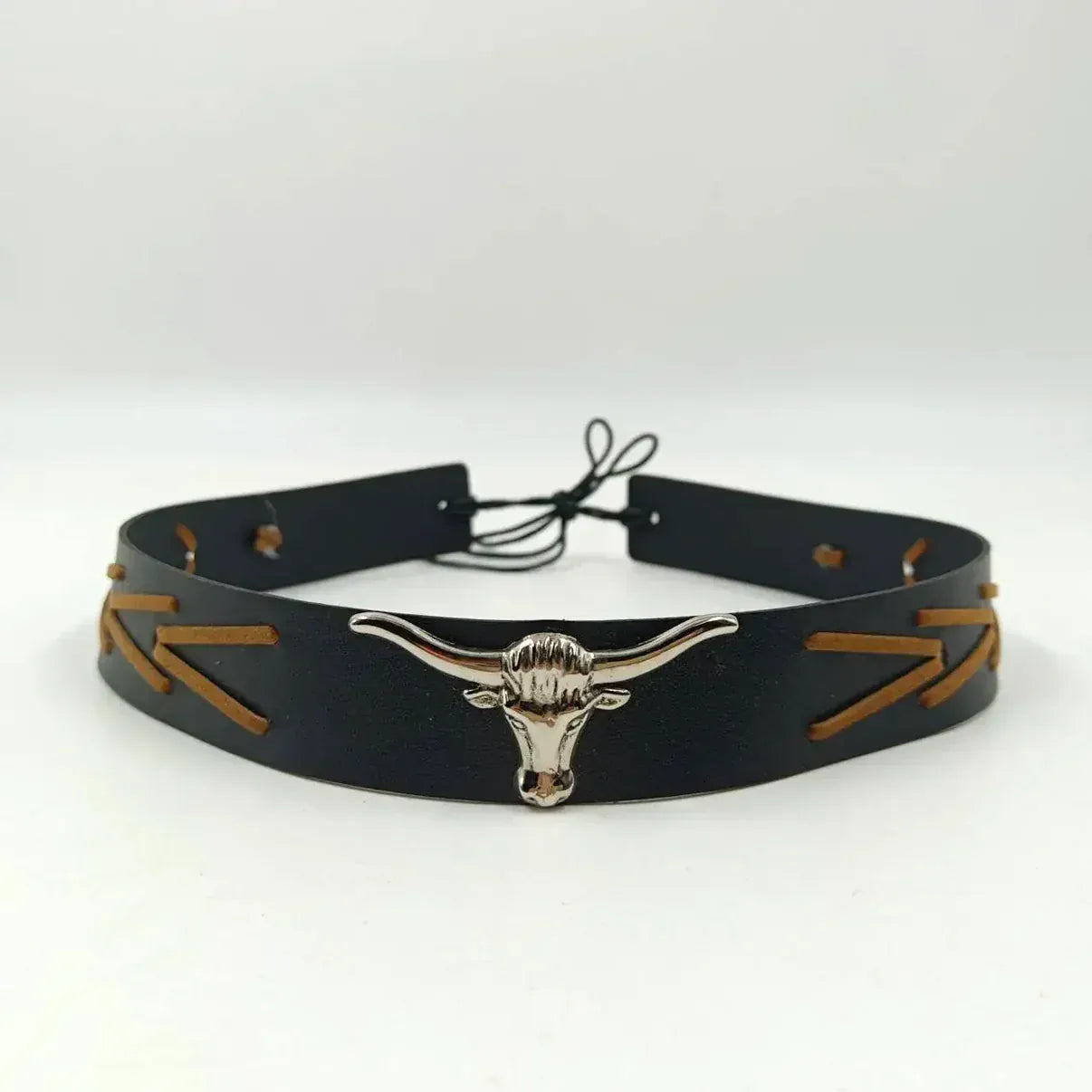 Westernhattband silverfärgat longhorn