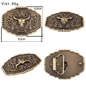 Westernläderbälte antikt longhornspänne