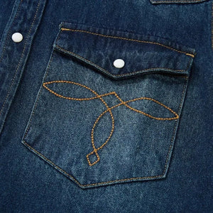 Westernskjorta i tvättad denim