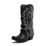 Slouchiga Cowboyboots i Mocka för Dam