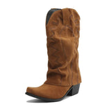 Slouchiga Cowboyboots i Mocka för Dam