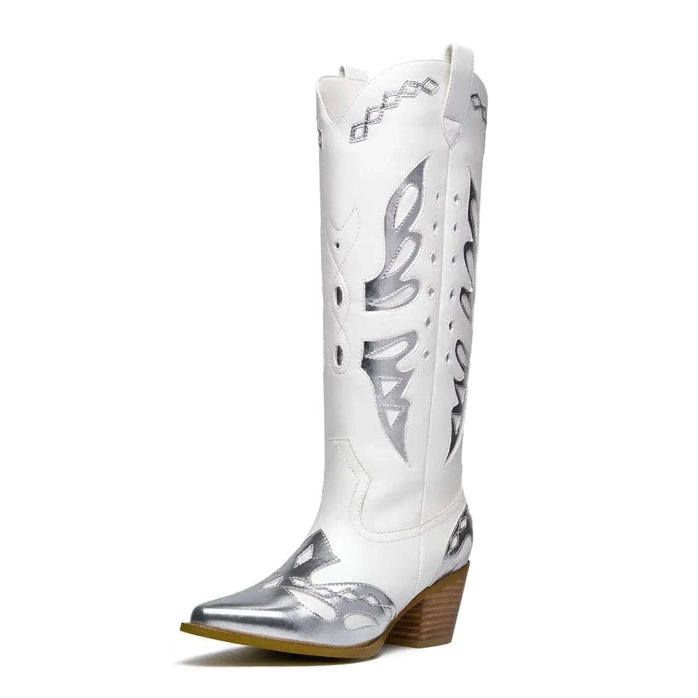 Vita och Silverfärgade Cowgirl Boots